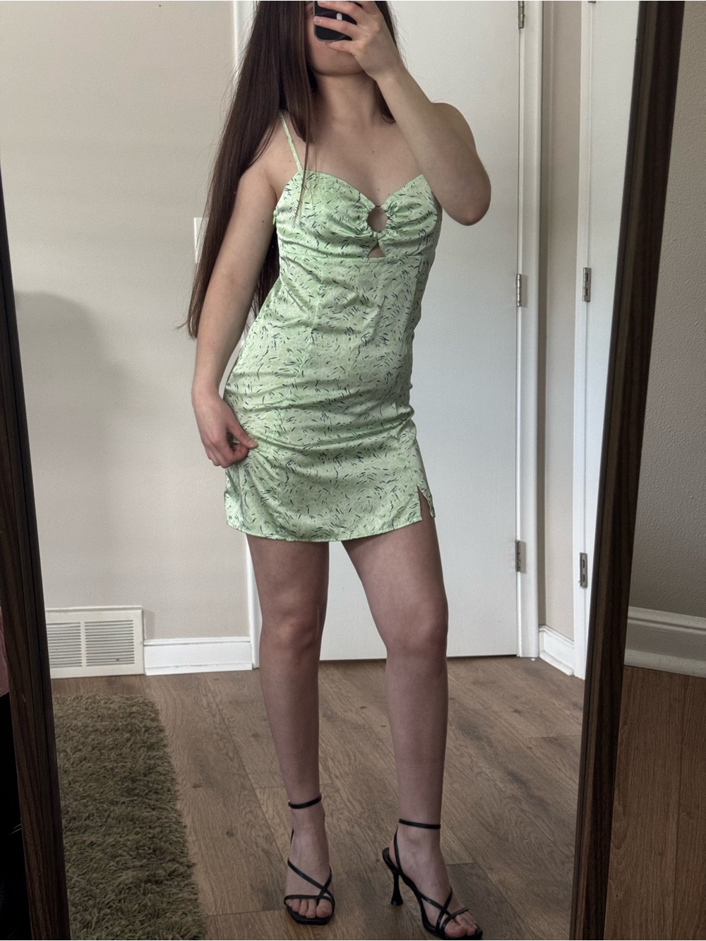 Elodie Mint Green Floral Satin Mini Dress